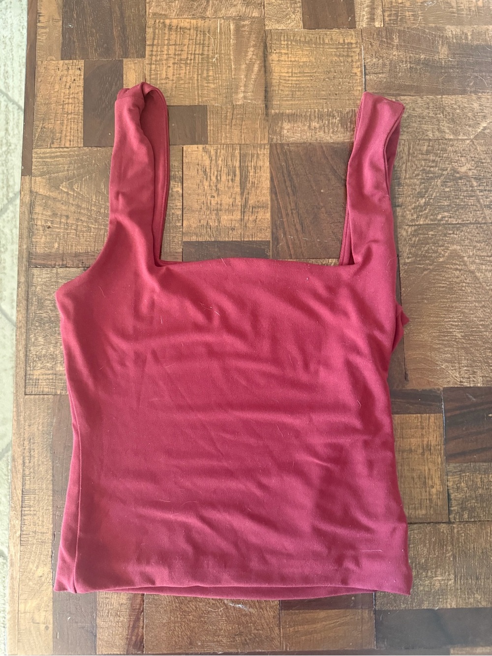 Leith Square Neck Tank Top - Wine Red